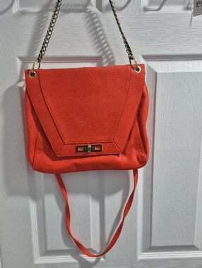 Olivia + Joy Bright Orange Chain-Handle Shoulder Bag